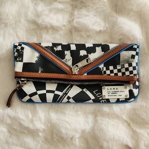 L.A.M.B. Black and White Checkered Clutch
